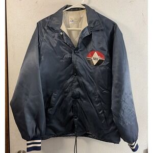 Don Jac Olin Safety Circle Men's Large Jacket Satin Blue Snaps Vintage